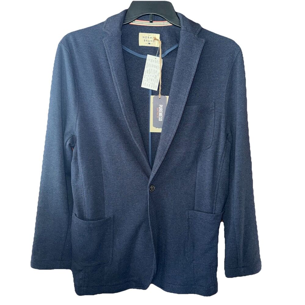 The Normal Brand Puremeso Blazer Mens Navy  Sportcoat Jacket Stretch Navy Large